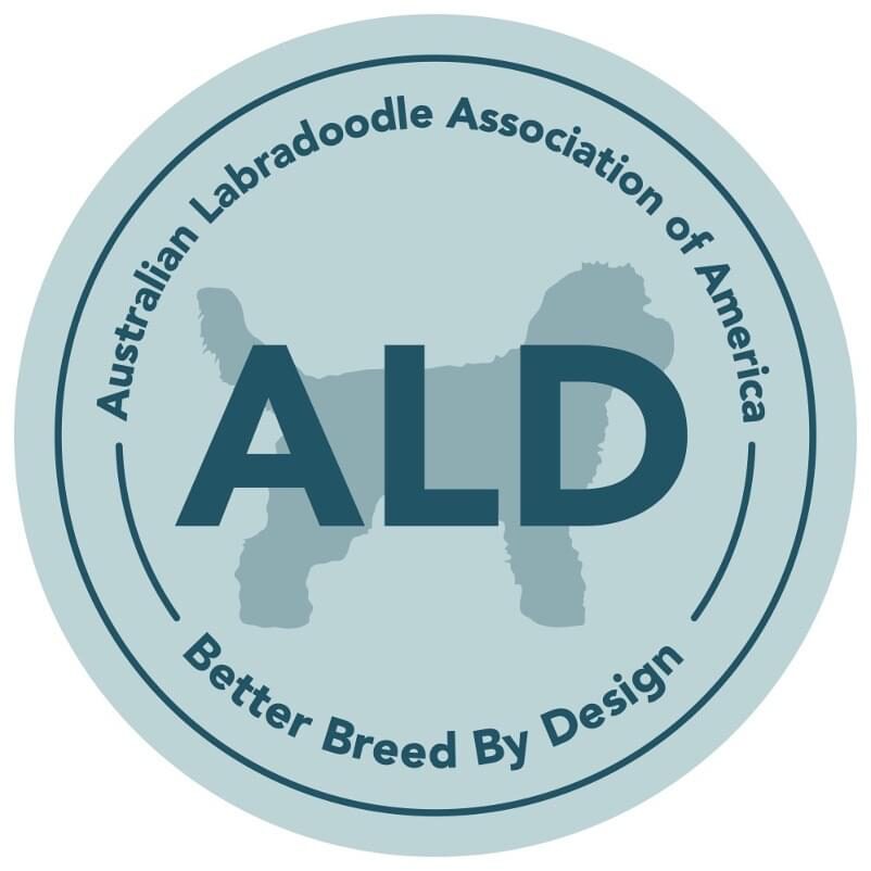 Australian Labradoodle Association logo with dog silhouette.